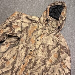 Remington Hunting Jacket Mens XL Brown Camo Natural Gear Full Zip Hooded Soft